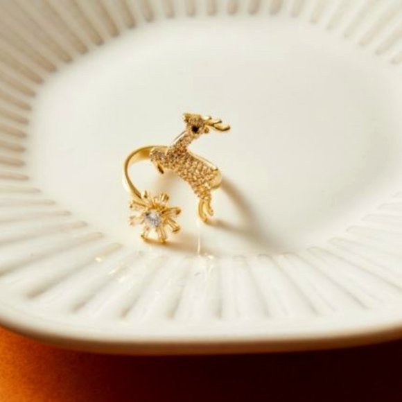 Whimsical Baby Deer/Fawn 14K Gold Plated Ring - Picture 1 of 3
